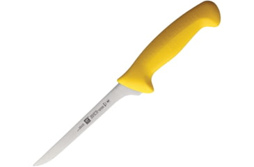 Image of HENCKELS ZWILLING Twin Master Flex Boning Knife, 12in Overall, 6.5in Satin Finish Stainless Blade, Yellow Plastic Handle, 32101-160