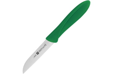 Image of HENCKELS ZWILLING Twin Master Kudamono Knife, 7.25in Overall, 3in Satin Finish Stainless Blade, Green Plastic Handle, 32100-082
