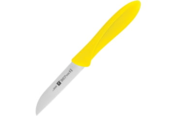 Image of HENCKELS ZWILLING Twin Master Kudamono Knife, 7.25in Overall, 3in Satin Finish Stainless Blade, Yellow Plastic Handle, Boxed, 32100-080