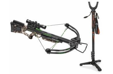 Image of Horton Archery Legend Ultra-Lite Standard Crossbow Package w/4x32 Multi-Line Scope,ACUdraw 50,175lb Draw Weight, Mossy Oak Treestand Camo, NH15050-7551 W/ Vanguard Quest Tripod