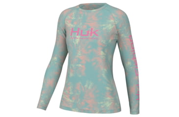 Image of HUK Performance Fishing Aqua Dye Pursuit Crew Shirt - Womens, Marine Blue, L, H6120173-372-L