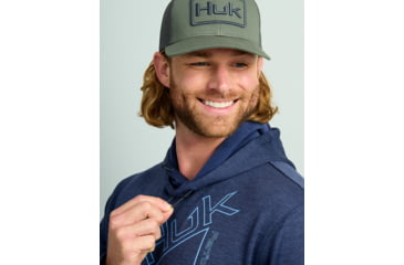 Image of HUK Performance Fishing Cold Front Graphic Hoodie - Mens, Nvl Aca Hthr, 3XL, H1300102-464-XXXL
