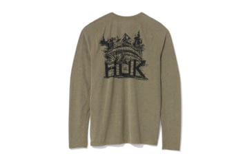 Image of HUK Performance Fishing Drift Graphic Crew Shirt -Mens, Long Sleeve, Heather Moss, Small, H1200709-318-S