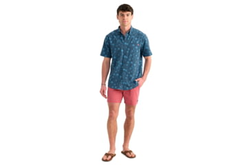 Image of HUK Performance Fishing Kona Printed Short Sleeve Shirt - Men's, Navy, Small, H1500212-410-S