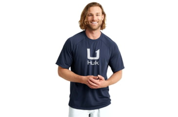 Image of HUK Performance Fishing Icon Short Sleeve Performance Crew - Mens, Naval Academy, Medium, H1200572-413-M