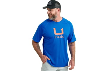 Image of HUK Performance Fishing Icon Short Sleeve Performance Crew - Mens, Ocean Blue, 2XL, H1200572-460-XXL