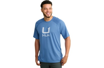 Image of HUK Performance Fishing Icon Short Sleve Crew - Mens, Quiet Harbor, Large, H1200572-445-L
