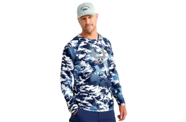 Image of HUK Performance Fishing KC Print Icon Performance Crew - Mens, Marolina Blue, 2XL, H1200585-420-XXL