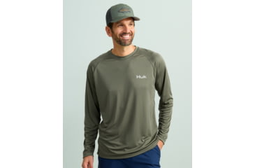 Image of HUK Performance Fishing KC Pursuit Graphic Crew - Mens, Moss, Extra Large, H1200631-316-XL