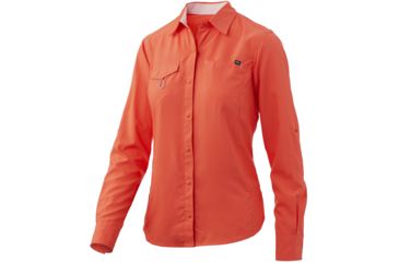Image of HUK Performance Fishing Salty LS Fishing Button Up Shirt - Womens, Coral, Medium, H6150002-630-M