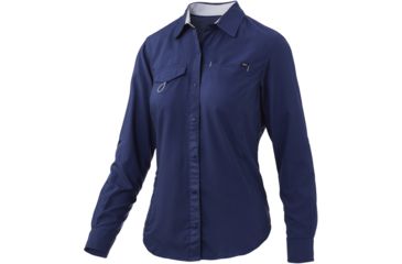 Image of HUK Performance Fishing Salty LS Fishing Button Up Shirt - Womens, Sargasso Sea, Large, H6150002-409-L