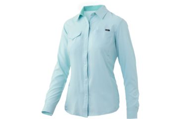 Image of HUK Performance Fishing Salty LS Fishing Button Up Shirt - Womens, Seafoam, Extra Small, H6150002-350-XS
