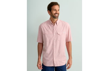 Image of HUK Performance Fishing Tide Point Break Short Sleeve Minicheck Shirt - Mens, Scarlet Blaze, 3XL, H1500151-621-XXXL