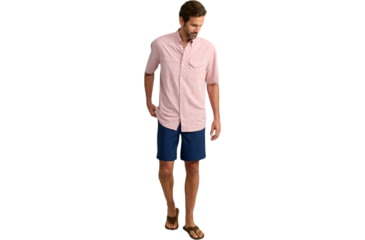 Image of HUK Performance Fishing Tide Point Break Short Sleeve Minicheck Shirt - Mens, Scarlet Blaze, 3XL, H1500151-621-XXXL