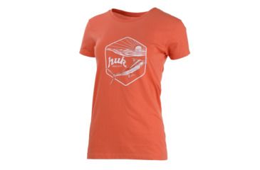 Image of HUK Performance Fishing W Sunrise Crew Tops, Short Sleeve - Womens, Coral, Large, H6100021-630-L