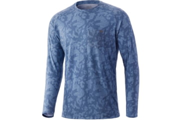 Image of HUK Performance Fishing Waypoint Running Lakes L/S Shirt - Men's, Titanium Blue, XL, H1200444-428-XL
