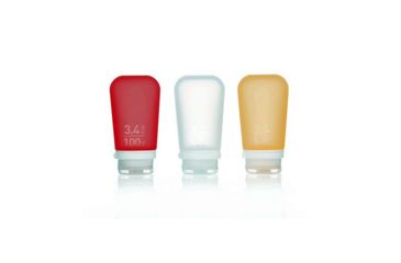 Image of Humangear GoToob+ 3-Pack, 3.4oz, Clear/Red/Orange, Clear/Red/Orange, HG-31599