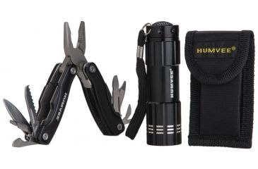 Image of Humvee 9-Bulb LED Flashlight and Pocket Pliers Set, 2-Piece, Black HMV-KC-4BLK