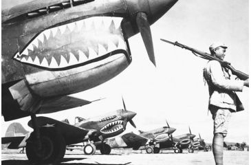 Image of iCanvas A Chinese Soldier Guards A Line Of American P-40 Fighter Pla by Stocktrek Images Canvas Print, Multi, 18x12 TRK542-1PC3-18x12