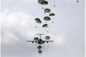 Image of iCanvas Army Soldiers Jump Out Of A C-17 Globemaster III by Stocktrek Images Canvas Print, Multi, 18x12 TRK760-1PC3-18x12