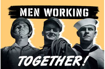 Image of iCanvas Men Working Together! Wartime Poster by Stocktrek Images Canvas Print, Multi, 18x12 TRK26-1PC3-18x12