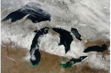 Image of iCanvas Satellite View Of Snow Across Wisconsin, Michigan, And Canad by Stocktrek Images Canvas Print, Multi, 18x12 TRK1627-1PC3-18x12