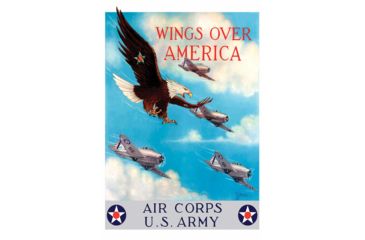 Image of iCanvas WWII Poster Of A Bald Eagle Flying In The Sky With Fighter P by Stocktrek Images Canvas Print, Multi, 18x12, TRK148-1PC3-18x12