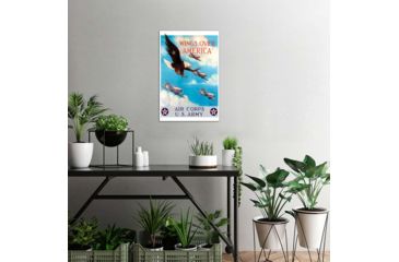 Image of iCanvas WWII Poster Of A Bald Eagle Flying In The Sky With Fighter P by Stocktrek Images Canvas Print, Multi, 18x12, TRK148-1PC3-18x12