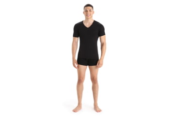 Image of Icebreaker Anatomica Short Sleeve V Neck T-Shirt - Mens, Black, Extra Small, IB103661001XS