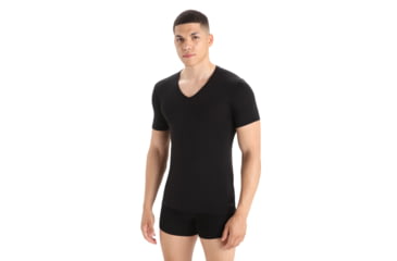 Image of Icebreaker Anatomica Short Sleeve V Neck T-Shirt - Mens, Black, Extra Small, IB103661001XS