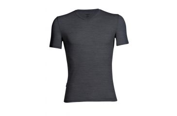Image of Icebreaker Anatomica Short Sleeve V Top - Men's-Jet Heather/Black-Large