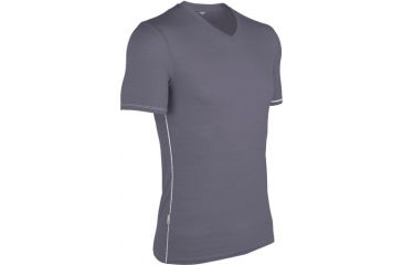 Image of Icebreaker Anatomica Short Sleeve V Top - Men's-Monsoon/White-Large