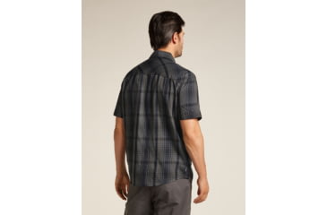 Image of Icebreaker Merino 125 Cool-Lite Steveston SS Shirt Plaid - Mens, Obsidian/Black, Small, IB0A579W0GDS