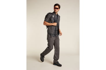 Image of Icebreaker Merino 125 Cool-Lite Steveston SS Shirt Plaid - Mens, Obsidian/Black, Small, IB0A579W0GDS