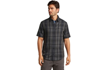 Image of Icebreaker Merino 125 Cool-Lite Steveston SS Shirt Plaid - Mens, Obsidian/Black, Small, IB0A579W0GDS