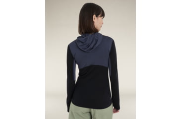 Image of Icebreaker Merino Blend 200 RealFleece Descender LS Zip Hoodie - Womens, Graphite/Black/CB, Small, IBBA56YNA63S