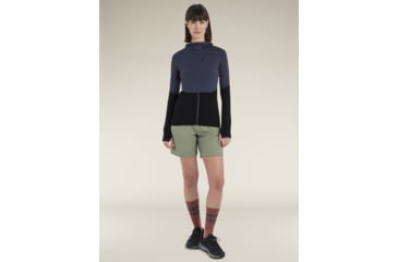 Image of Icebreaker Merino Blend 200 RealFleece Descender LS Zip Hoodie - Womens, Graphite/Black/CB, Small, IBBA56YNA63S