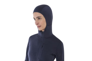 Image of Icebreaker Merino Blend 200 RealFleece Descender LS Zip Hoodie - Women's, Graphite/Black/CB, Small, IBBA56YNA63S