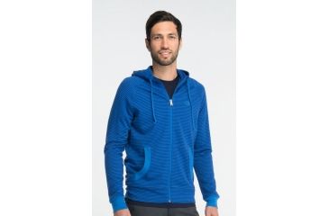 Image of Icebreaker Quattro Long Sleeve Zip Hood Stripe Clearance - Men's-Cadet-Large