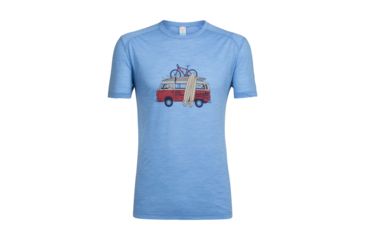 Image of Icebreaker Sphere Short Sleeve Crewe Van Surf Life, Chalk Blue Hthr, M, 104175401M