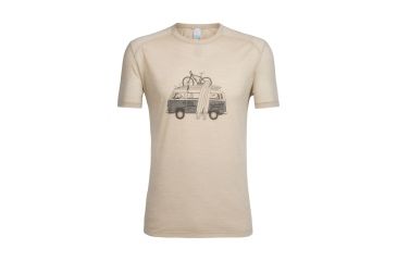 Image of Icebreaker Sphere Short Sleeve Crewe Van Surf Life, Straw Hthr, L, 104175201L