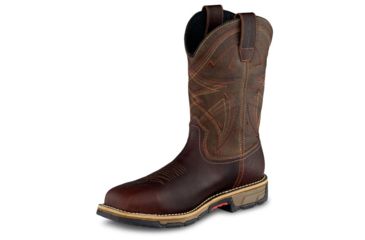 Image of Irish Setter Marshall 83930 Mens Pull-On Boot w/ Safety Toe, 11 in Height, Waterproof, Leather, D Medium Width, Brown/Olive Green, 14, 83930D 140