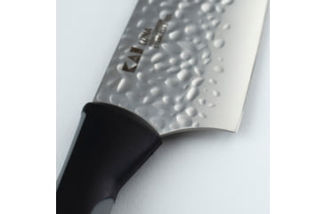 Image of Kershaw Luna Chef's Knife Kitchen Knife, 8in, Hammered Finish 1.4116 Stainless, Drop Point Blade, Black/Gray Rubberized Synthetic Handle, AB7066