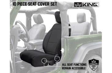 Image of King 4WD Seat Covers, Jeep Wrangler JK 2 Door 2008 - 2012, Neoprene, Black/Black, 11010301