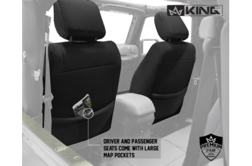 Image of King 4WD Seat Covers, Jeep Wrangler JK 2 Door 2008 - 2012, Neoprene, Black/Black, 11010301