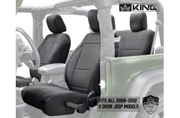 Image of King 4WD Seat Covers, Jeep Wrangler JK 2 Door 2008 - 2012, Neoprene, Black/Black, 11010301