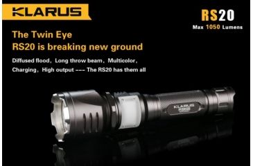 Image of Klarus RS20 XML2 1050 Lumen Waterproof LED Flashlight w/ Rechargeable Battery,Grey KLARUS-RS20-XML2