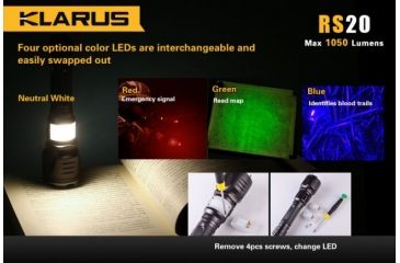 Image of Klarus RS20 XML2 1050 Lumen Waterproof LED Flashlight w/ Rechargeable Battery,Grey KLARUS-RS20-XML2
