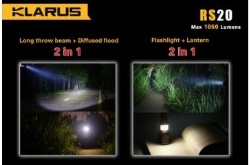 Image of Klarus RS20 XML2 1050 Lumen Waterproof LED Flashlight w/ Rechargeable Battery,Grey KLARUS-RS20-XML2