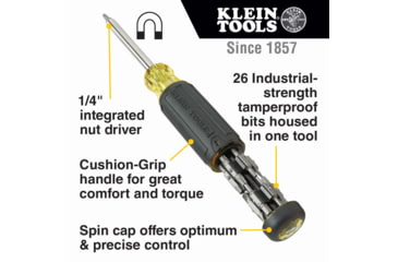 Image of Klein Tools 27in1 Multi-Bit Tamperproof Screwdriver, Black/Yellow, 32307
